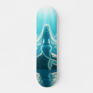 Sunlit, underwater mermaid skateboard
