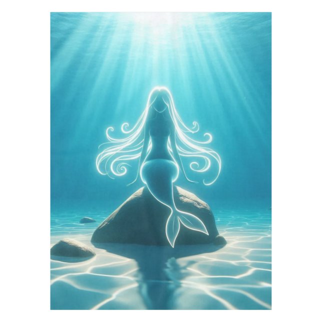Sunlit, underwater mermaid tablecloth (Front)
