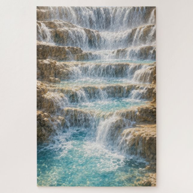 Sunlit Waterfall Canyon Jigsaw Puzzle (Vertical)