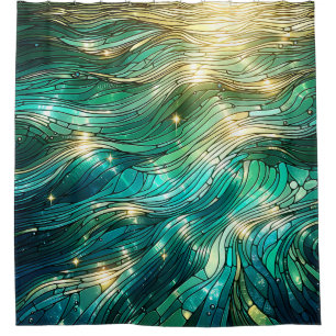 “Sunlit Waves - Vibrant Ocean Art” Shower Curtain