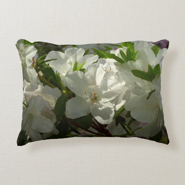 Sunlit White Azaleas Beautiful Spring Flowers Decorative Cushion (Front)