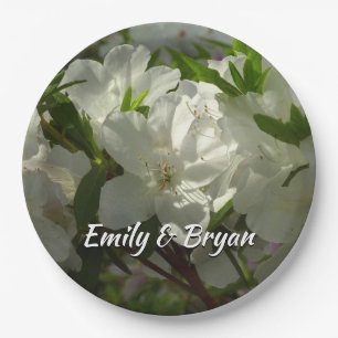 Sunlit White Azaleas Beautiful Spring Flowers Paper Plate