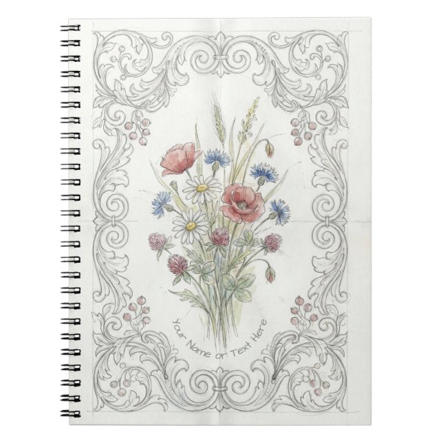 Sunlit Wildflower Meadow: Nature Lover's Botanical Notebook (Front)