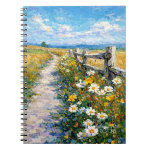 Sunlit Wildflower Path Impressionist Meadow Notebook
