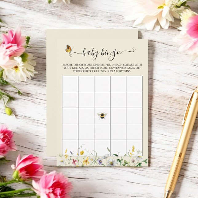 Sunlit Wildflowers, Bees, & Butterflies Bingo Game Enclosure Card (Creator Uploaded)