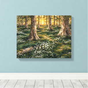 Sunlit Woodland Wildflower Forest Canvas Print