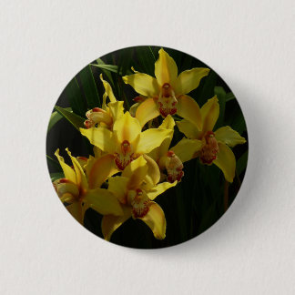 Sunlit Yellow Orchids Floral 6 Cm Round Badge