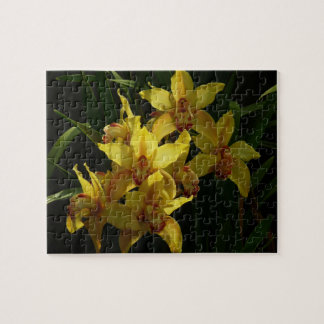 Sunlit Yellow Orchids Floral Jigsaw Puzzle