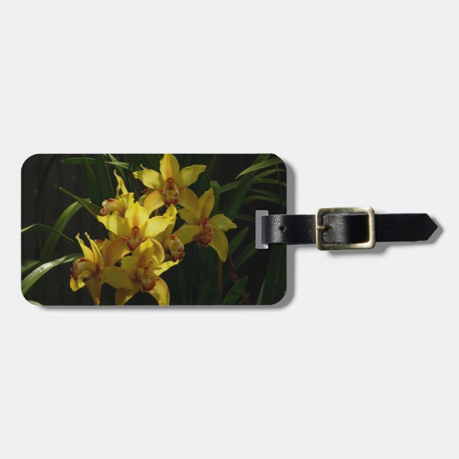 Sunlit Yellow Orchids Floral Luggage Tag (Front Horizontal)