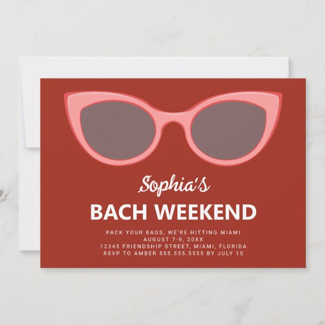 Sunnies Beach Bachelorette Weekend Invitation (Front)