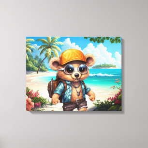 Sunny Adventures with Beachy Bear - Ready for Fun Canvas Print