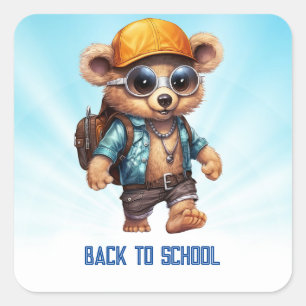 Sunny Adventures with Beachy Bear - Ready for Fun Square Sticker
