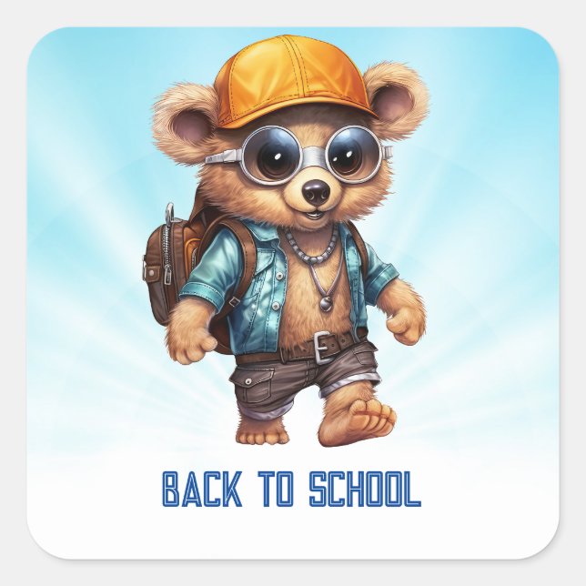 Sunny Adventures with Beachy Bear - Ready for Fun Square Sticker (Front)