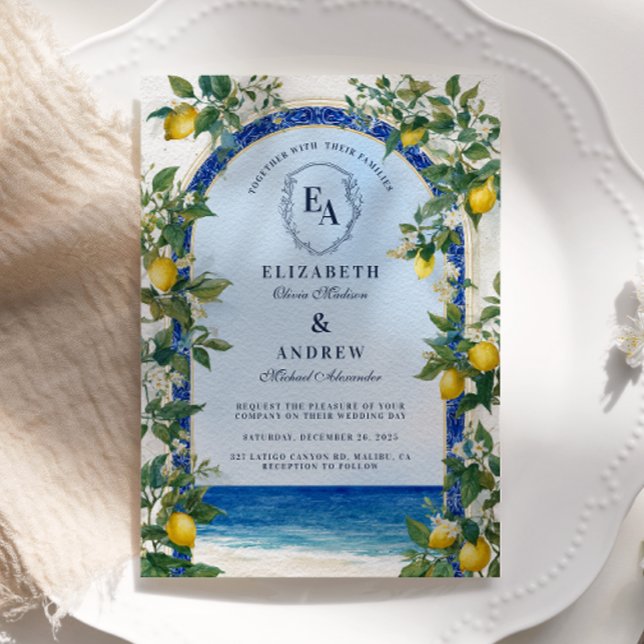 Sunny Amalfi Lemon Grove Wedding Invitation (Creator Uploaded)