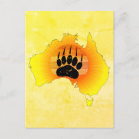 Sunny Australia Map Bear With Retro Sunset