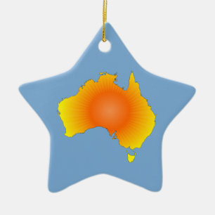 Sunny Australia Map Ceramic Tree Decoration