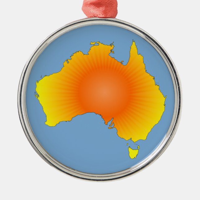 Sunny Australia Map Metal Tree Decoration (Front)