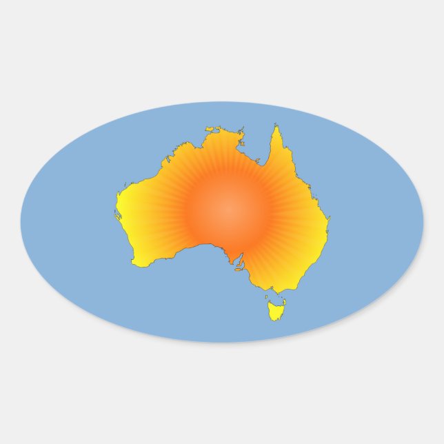 Sunny Australia Map Oval Sticker (Front)