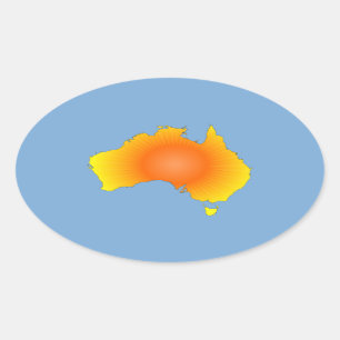 Sunny Australia Map Oval Sticker