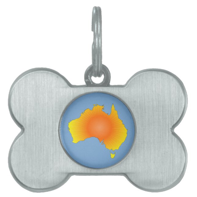 Sunny Australia Map Pet Name Tag (Front)