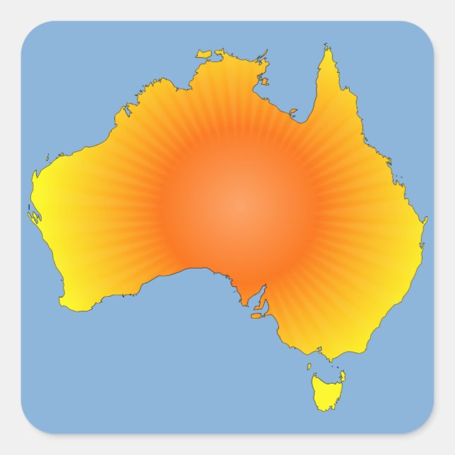 Sunny Australia Map Square Sticker (Front)