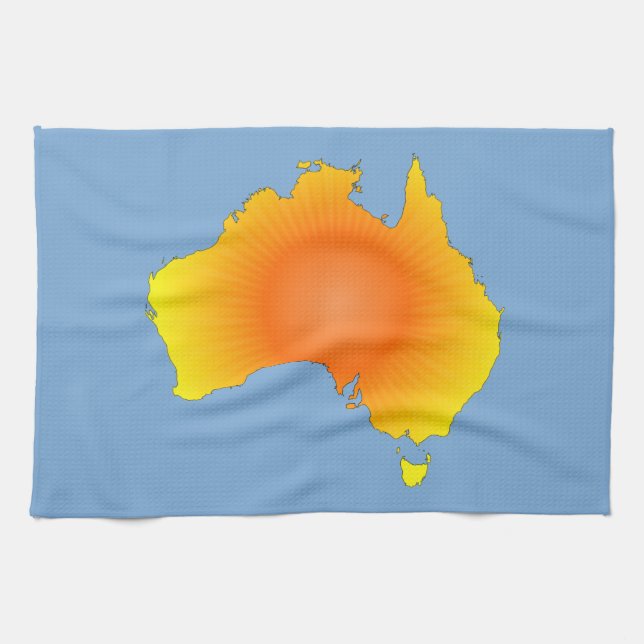Sunny Australia Map Tea Towel (Horizontal)