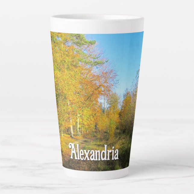 Sunny Autumn Forest - Large Personalized Latte Mug (Front)