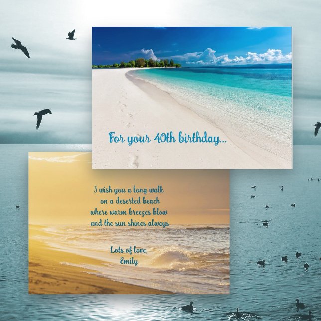 Sunny Beach Birthday Wishes Flat Greeting Card (Creator Uploaded)