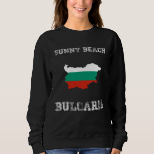 Sunny Beach Bulgaria Vintage Bulgaria Flag Map Sweatshirt