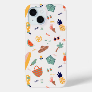 Sunny Beach Fun Pattern iPhone 15 Case
