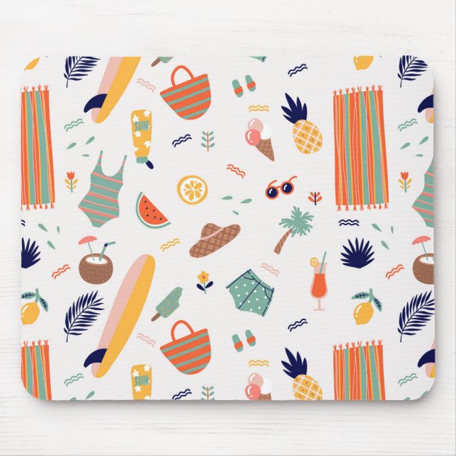 Sunny Beach Fun Pattern Mouse Pad (Front)
