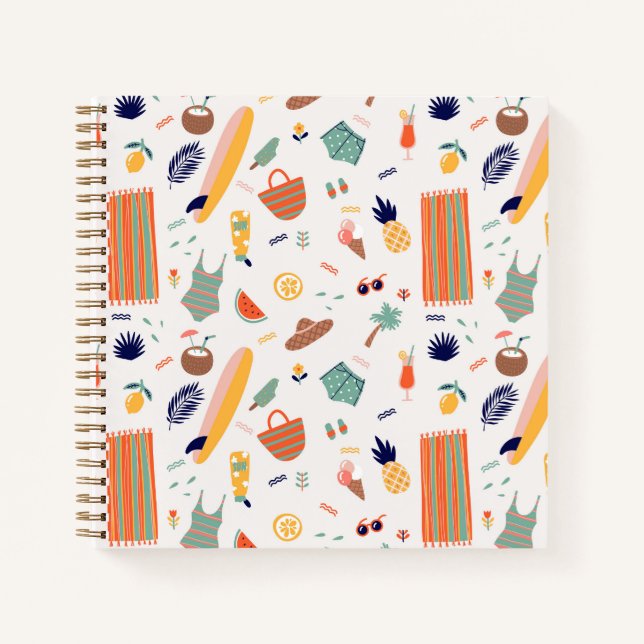 Sunny Beach Fun Pattern Notebook (Front)