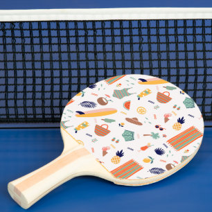 Sunny Beach Fun Pattern Ping Pong Paddle