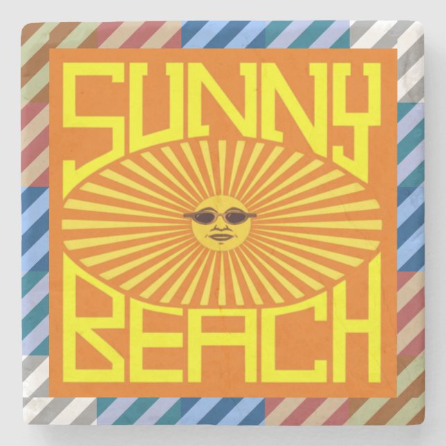 Sunny Beach Modern Art Stone Coaster (Front)