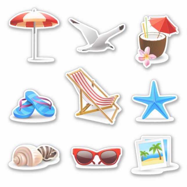 Sunny beach set  sticker (Front)