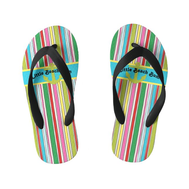 Sunny Beach Stripes Kid's Jandals (Footbed)