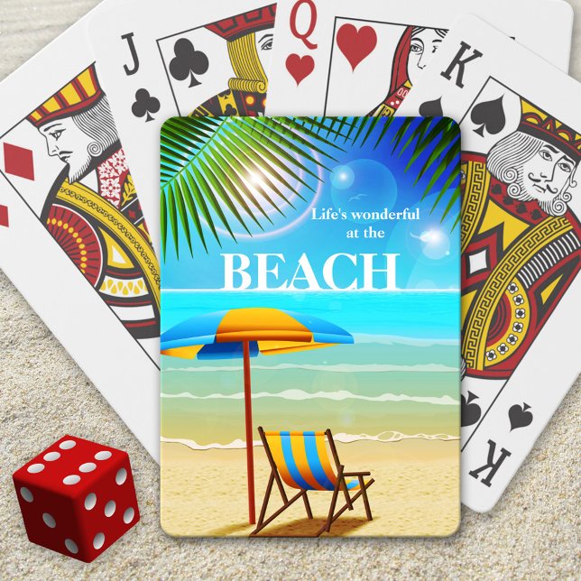 Sunny Beach Summer Fun Playing Cards Deck (Deck of playing cards featuring a colorful illustration of a relaxing beach scene)