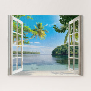 Sunny Beach Window View Jigsaw Puzzle