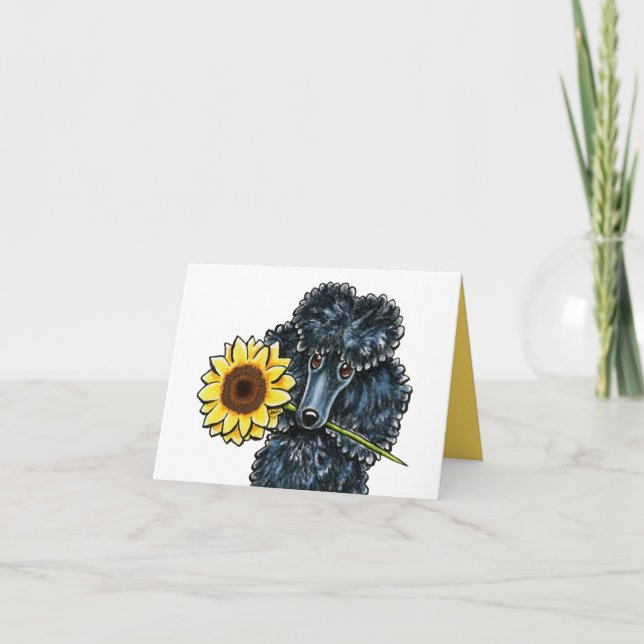 Sunny Black Miniature Poodle Yellow Inside Card (Front)