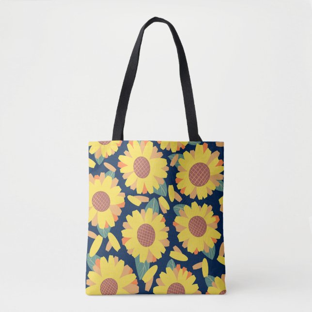 Sunny Bloom Doodles Tote Bag (Front)