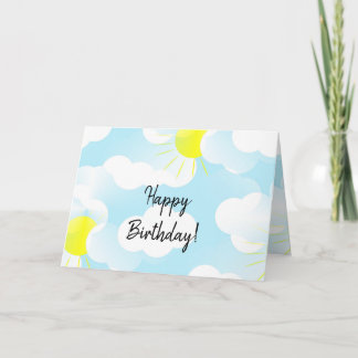 Sunny Blue Summer Sky with Clouds Birthday Wishes Card