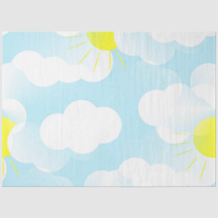 Sunny Blue Summer Sky with Clouds Decoupage Craft Tissue Paper