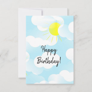 Sunny Blue Summer Sky with Clouds Happy Birthday Card