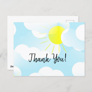 Sunny Blue Summer Sky with Clouds Thank You Postcard