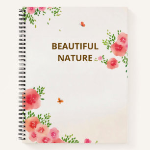 Sunny Blush Pink Flowers Butterfly Watercolor Notebook