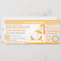 sunny boarding pass tickets wedding invitations
