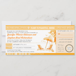 sunny boarding pass tickets wedding invitations