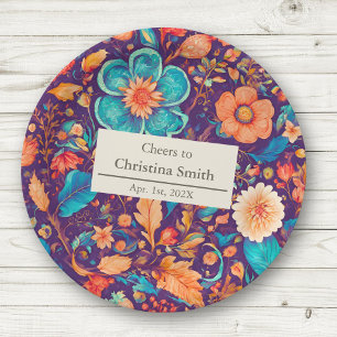 Sunny Botanical Festive Floral Retirement Party Paper Plate