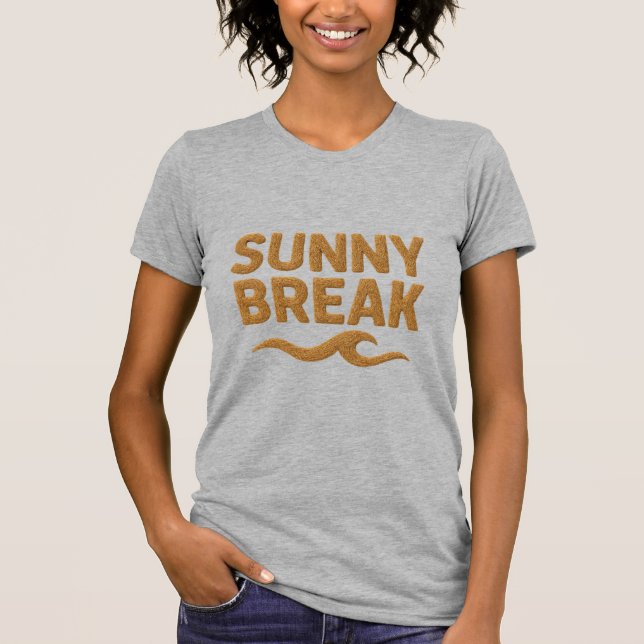sunny break vacation  gold glitter shirt  womens s (Front)