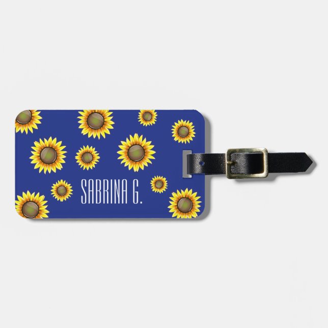 Sunny Bright Sunflower Luggage Tag (Front Horizontal)